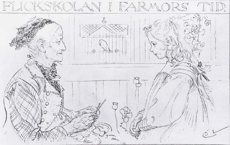 Carl Larsson Grandma and Little Girl